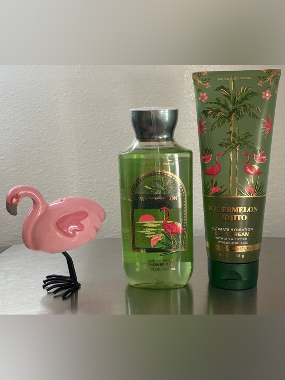 NEW-BATH AND BODY WORKS WATERMELON MOJITO SHOWER GEL AND BODY CREAM SET